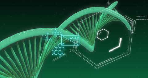 DNA Strand with Digital Equations Overlay - Download Free Stock Images Pikwizard.com