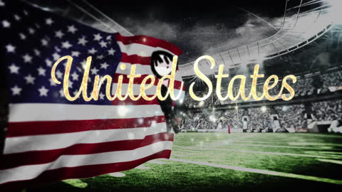 Animated USA Flag and Football Stadium with Typography