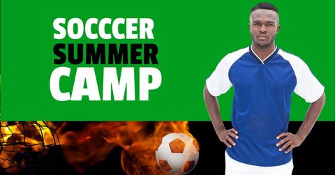 soccer summer camp promotion with confident athlete - Download Free Stock Templates Pikwizard.com