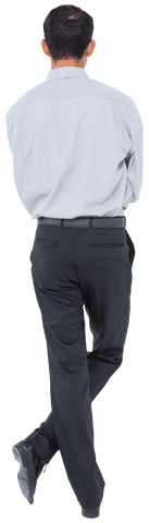 Rear View of Businessman Standing on Transparent Background