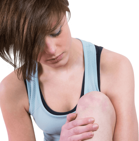 brunette woman examining injured knee transparent background - Download Free Stock Videos Pikwizard.com