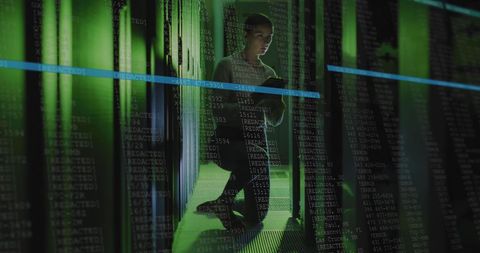 IT Engineer Monitoring Server with Data Overlay - Download Free Stock Images Pikwizard.com
