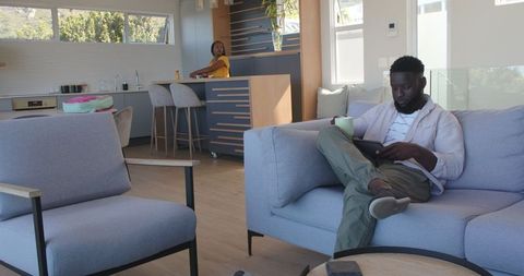 Family Relaxation in Contemporary Home Living Room