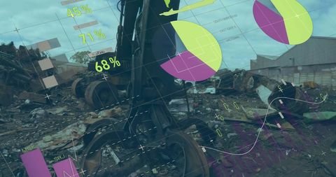 Infographic Interface Over Scrap Yard Machine