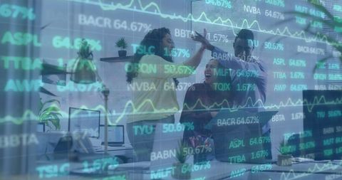 Diverse Business Team Celebrating Stock Market Gains