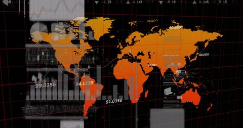 Digital World Map with Global Data Analytics Elements - Download Free Stock Images Pikwizard.com