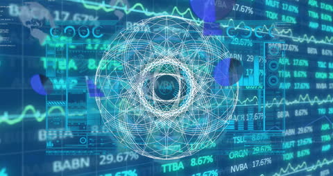Geometric Shape Overlay on Digital Stock Market Interface