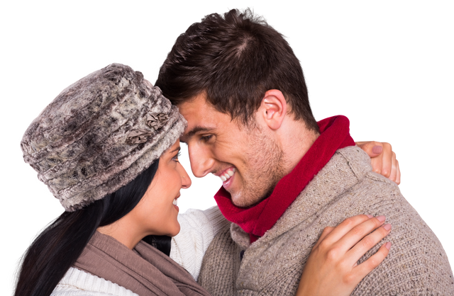 Transparent Joyful Couple Embracing in Winter Wear - Download Free Stock Videos Pikwizard.com