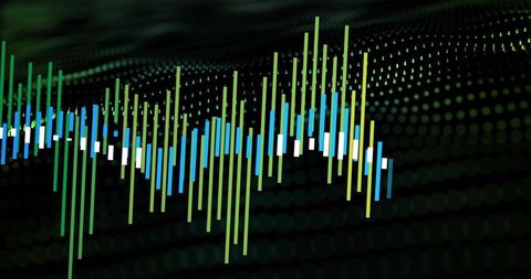 Futuristic Data Waveform Visualizing Real-Time Analytics with Neon Vertical Bars