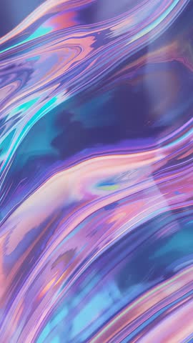 Vertical Abstract Liquid Swirl Looping Background Video, Iridescent Purple Teal Motion
