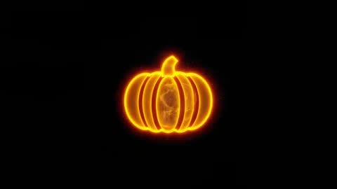Glowing Pumpkin Outline Forming in Digital Space
