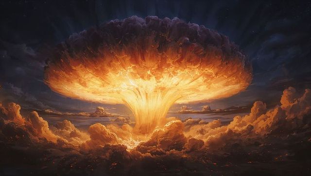Massive Fiery Mushroom Cloud Illuminates Night Sky