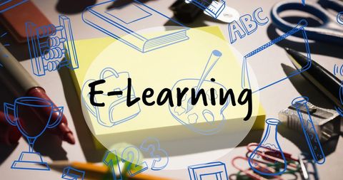 Creative E-Learning Concept with School Supplies on Desk - Download Free Stock Images Pikwizard.com