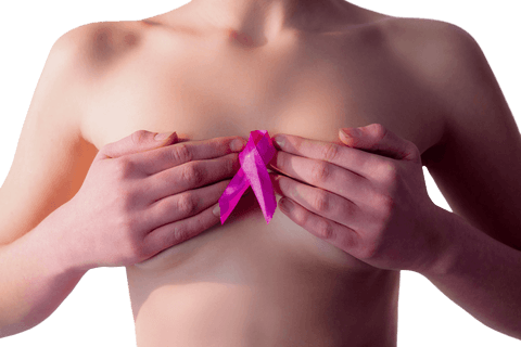 Woman Holding Pink Ribbon Symbol supporting Breast Cancer Awareness
