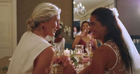 Heartfelt Moments Between Bride and Elderly Family Member at Wedding