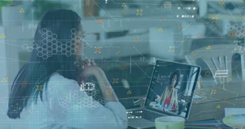 Virtual Business Meeting Overlaid with Digital Data Elements