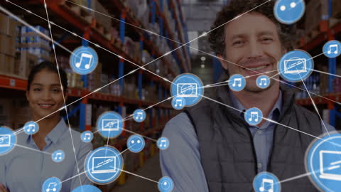Connected Warehouse Workers With Digital Network Overlay