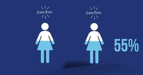 Conceptual Illustration of 55 Percent Loading Female Figures on Blue Background - Download Free Stock Images Pikwizard.com