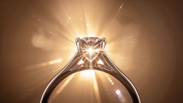 Radiant Solitaire Round Brilliant Diamond Engagement Ring Emitting Starburst Brilliance