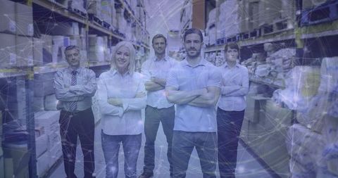 Warehouse team leading digital innovation in inventory hub