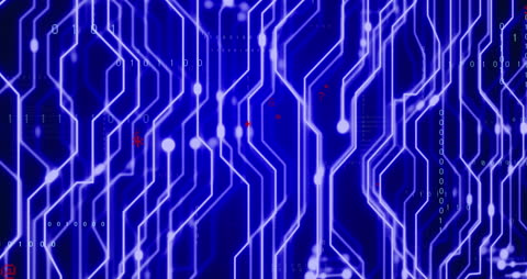 Abstract Virtual Circuitry with Glowing Light Trails