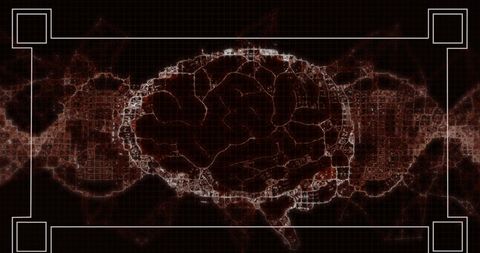 Futuristic brain and dna matrix with math formulas