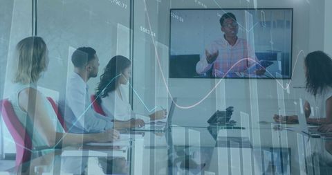Virtual business meeting with data processing overlays