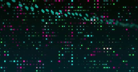 Abstract Futuristic Neon Data Grid in Virtual Space