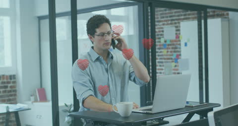 Digital Professional Engaging in Virtual Workspace with Animated Elements