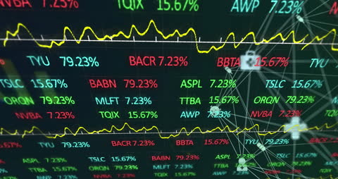 Medical Icons Overlaying Dynamic Stock Market Data Display