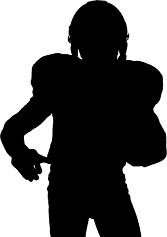 Transparent silhouette of american football player kicking