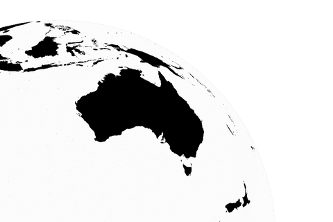 Transparent black and white globe illustration of southern hemisphere