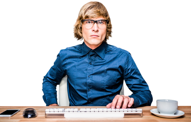 Focused Hipster Businessman Typing on Transparent Keyboard With Black Background - Download Free Stock Videos Pikwizard.com