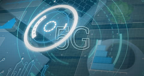 5G Technology Animation with Digital Analysis Interface