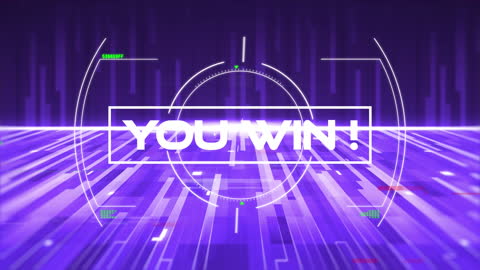 Futuristic You Win Animation with Tech and Glitch Effects