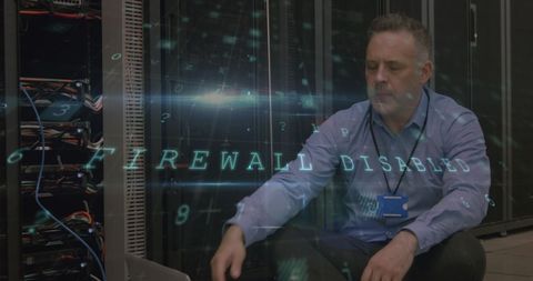 Technician Analyzing Firewall Security in Data Center - Download Free Stock Images Pikwizard.com