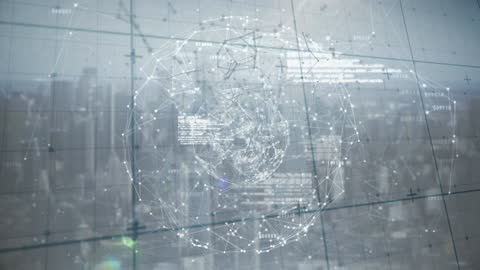 Futuristic Digital Network Globe with City Background