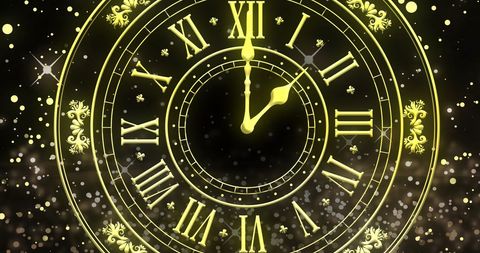 Vintage Clock Strikes Midnight Amidst Sparkling Fireworks - Download Free Stock Images Pikwizard.com