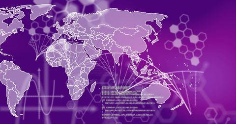 Digital World Map with DNA Strand and Data Processing Elements - Download Free Stock Images Pikwizard.com