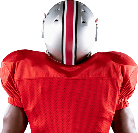 Transparent overlay of american football player in red jersey