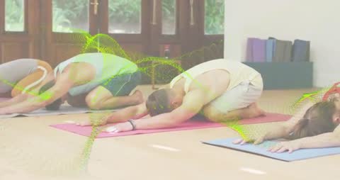 Yoga Class Practicing Child's Pose with Guiding Animations