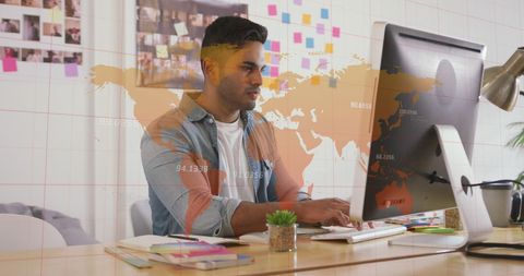 Entrepreneur Analyzing Global Data at Modern Workspace