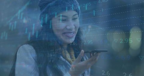 Businesswoman Analyzing Finance Data on Smartphone Device