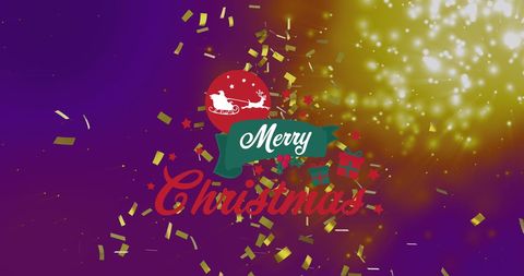 Festive Christmas Greeting with Lights and Confetti