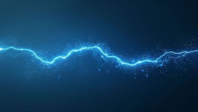 Electric blue energy arc in abstract digital void