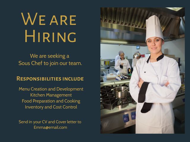 Sous Chef Job Opportunity, Confident Female Chef in Professional Kitchen - Download Free Stock Videos Pikwizard.com