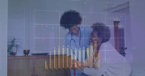 Nurse Assisting Senior Patient with Augmented Reality Health Data