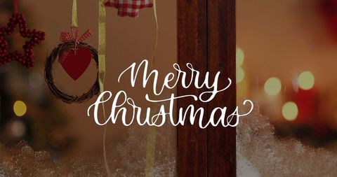 Festive Christmas Greetings with Decorations and Snowfall - Download Free Stock Images Pikwizard.com