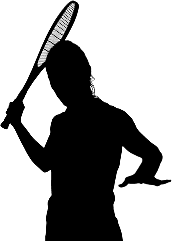 Vector silhouette of tennis player on transparent background