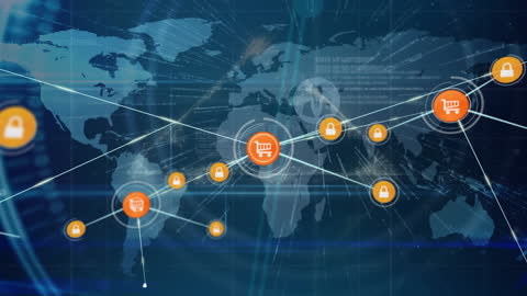 Global E-commerce Network and Cybersecurity Concept